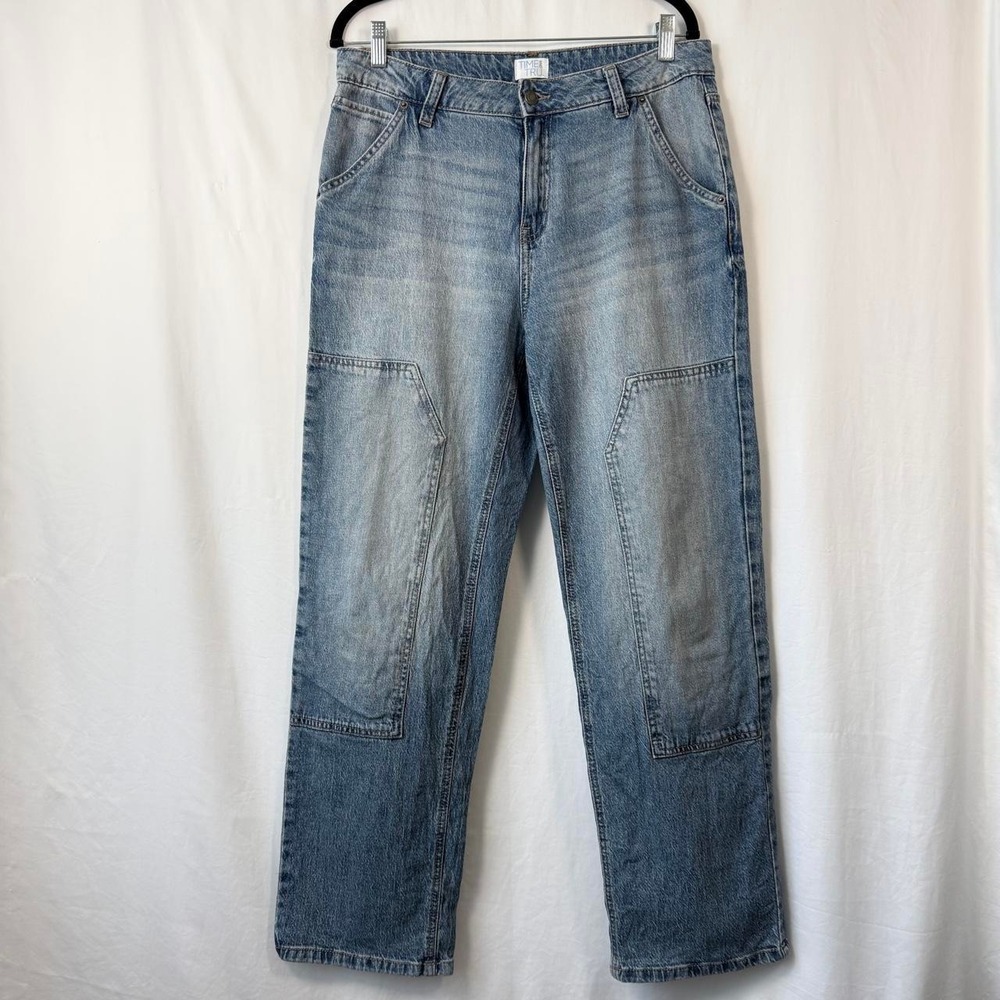 Time and Tru blue denim carpenter jeans with a relaxed fit, size 10